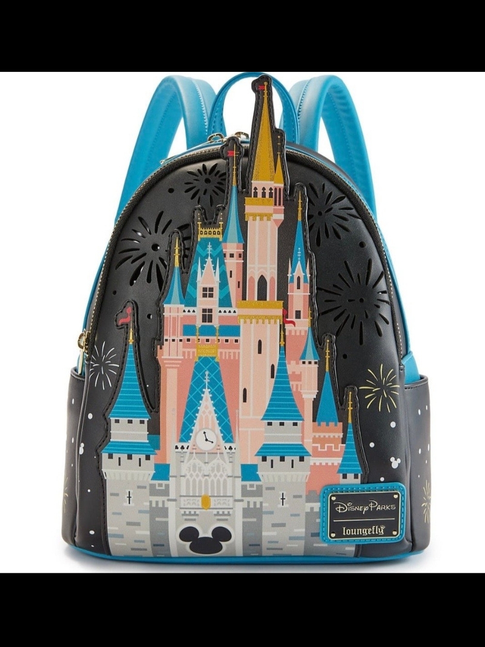 Disney Parks x Loungefly Cinderella Light Up Castle Mini Backpack - Black & Blue